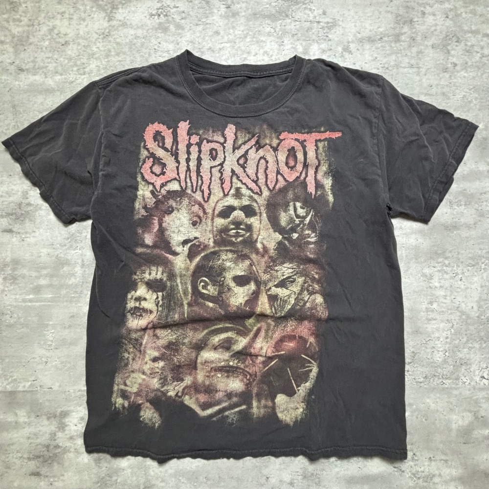 Slipknot Graphic Band Tee Large Black Faded Heavy Metal Rock T-Shirt
